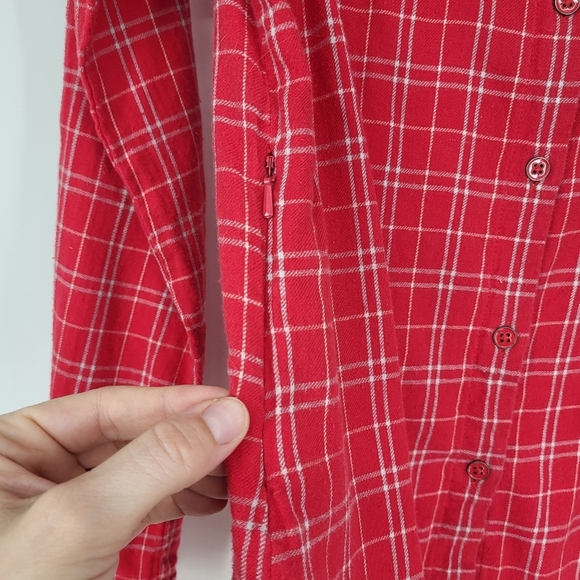 Prana Button Down Flannel Shirt Plaid Red Zip Pocket Size XS - Picture 5 of 6